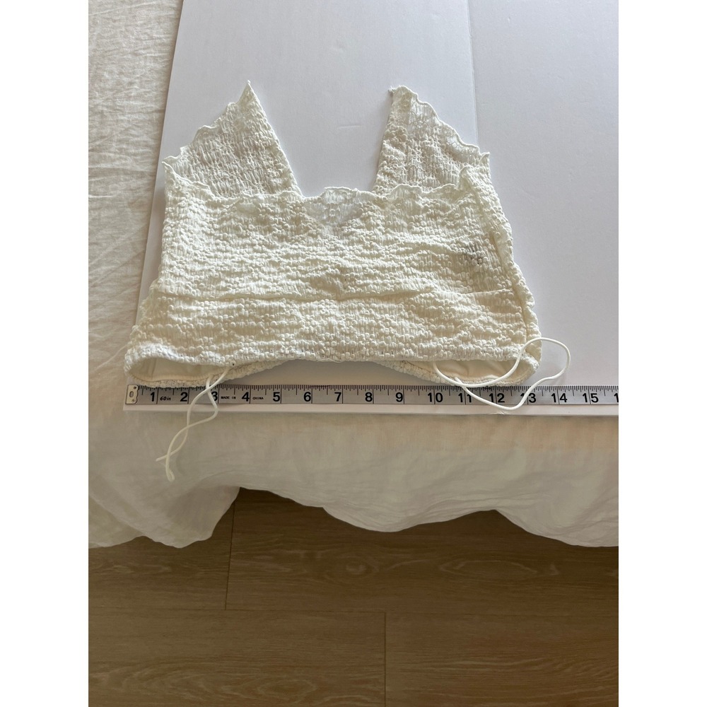 Y2K Babydoll Fairy‎ Boho Cottage Womens Top White S Asymmetrical Festival - Picture 3 of 6